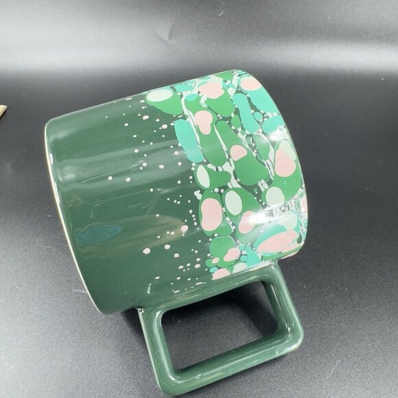 Starbucks Holiday Venetian Marble Forest Green Ceramic Coffee Mug 12oz Cup - Picture 6 of 11